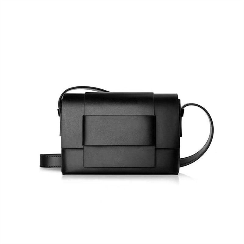 Túi Đeo Chéo Nam Nữ Bằng Da Nắp Gài Hình Hộp Chữ Nhật