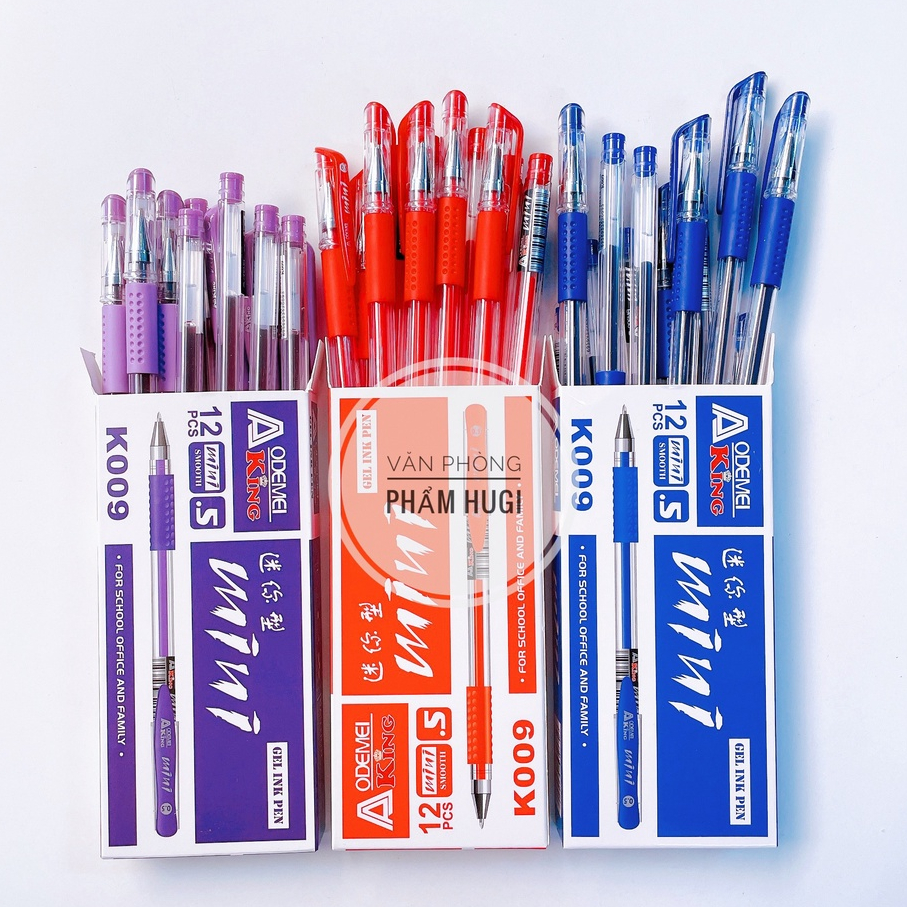Hộp 12 cây bút gel nước mini (mực xanh, tím, đỏ, đen) mực cao cấp
