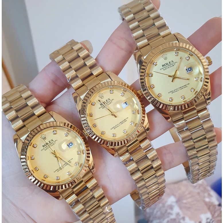Đồng hồ đeo tay Rolex viền trơn kẻ sọc sang trọng đẳng cấp, Đồng hồ nam dây thép đúc đặc nguyên khối mạ không gỉ | BigBuy360 - bigbuy360.vn