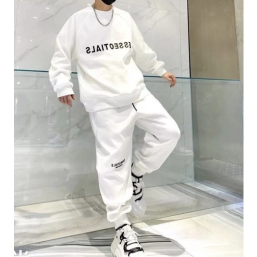 Sét bộ nỉ tay bồng in chữ kèm quần ống bom đủ màu, Bộ nỉ mùa đông Nam Nữ from rộng unisex