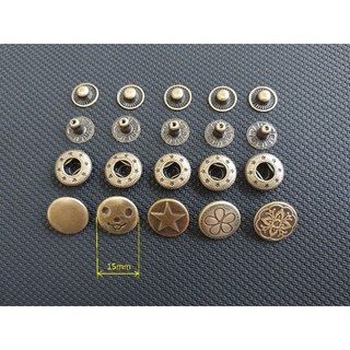 10 bộ nút bóp đồng thau giả cổ 15ly, 4 chi tiết