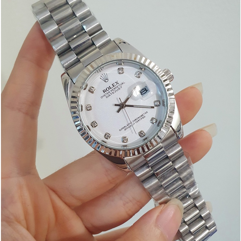 Đồng hồ đeo tay Rolex viền trơn kẻ sọc sang trọng đẳng cấp, Đồng hồ nam dây thép đúc đặc nguyên khối mạ không gỉ | BigBuy360 - bigbuy360.vn