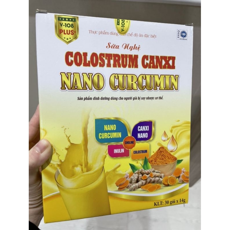 Sữa V 108 colostrum canxi nano curcumin: hộp 30 gói
