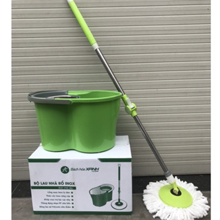 Gía sốc - bộ lau nhà bách hóa xanh 360 độ bộ lau nhà mâm xoay inox cao cấp