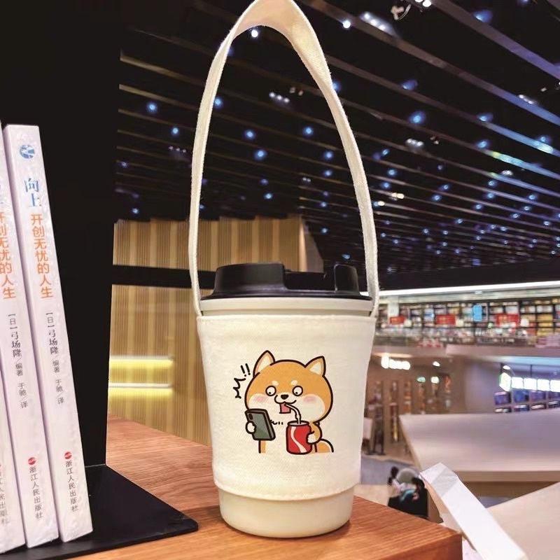 Túi Vải Đựng Cốc Nước Giải Khát Tiện Dụng, Túi Tote Bông Phong Cách Xách Tay Trà Sữa P.c