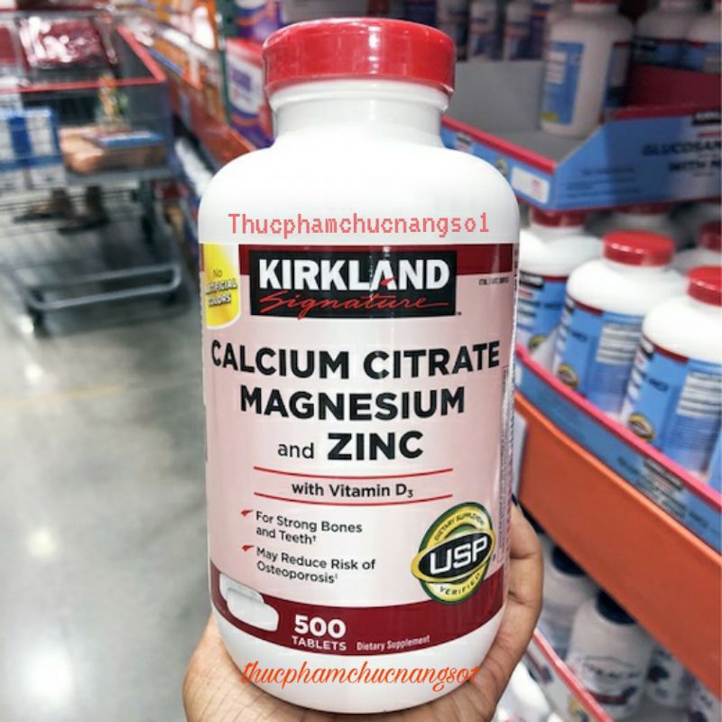 Calcium Citrate Magnesium and Zinc Kirkland 500 Viên Cam Kết Chính Hãng