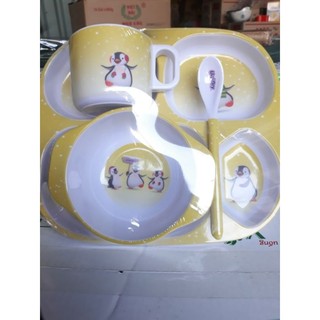 Khay ăn dặm cho bé vàng, set 4 món đồ ăn dặm cho trẻ, bộ đồ tập ăn dăm cho bé