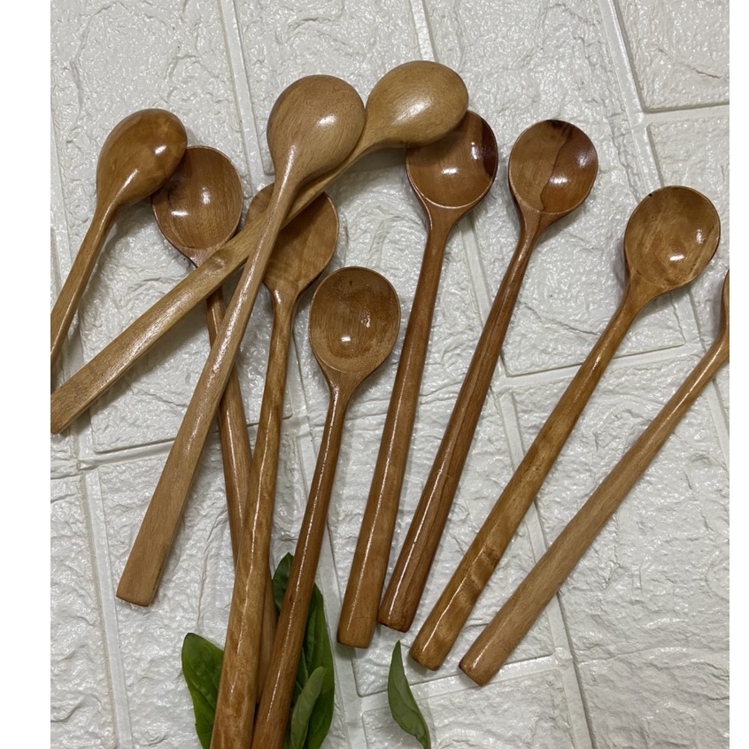 [Bộ 10c] Thìa gỗ, muỗng gỗ, thìa chanh, thìa mật ong, cafe đá KT: 20.5x3.5cm (ảnh thật)