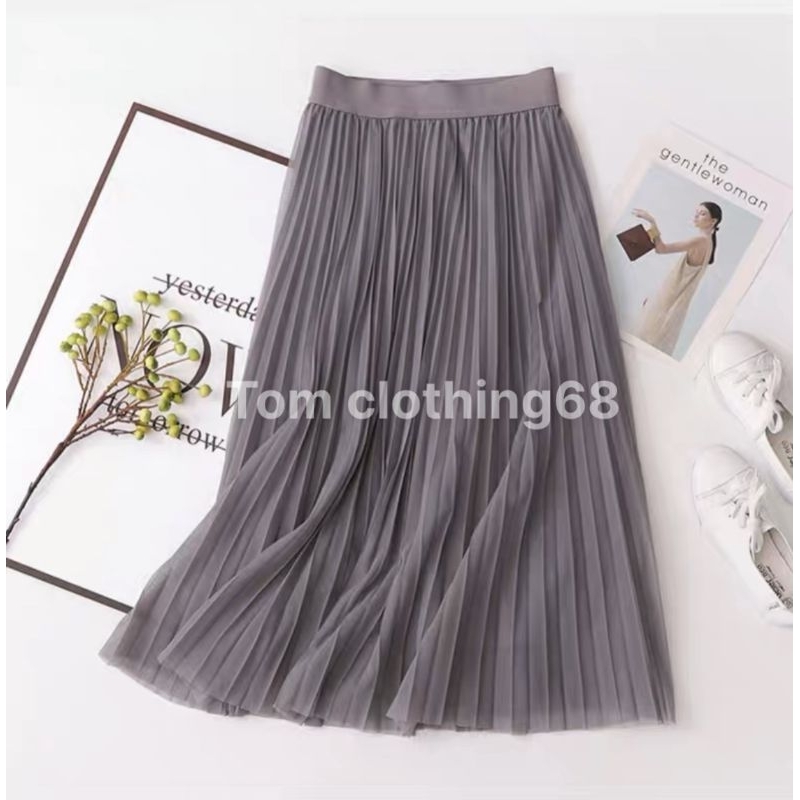 Chân váy xếp ly voan lưới 2 lớp dáng dài, mẫu thời trang thanh lịch mới nhất nhẹ nhàng nữ tính