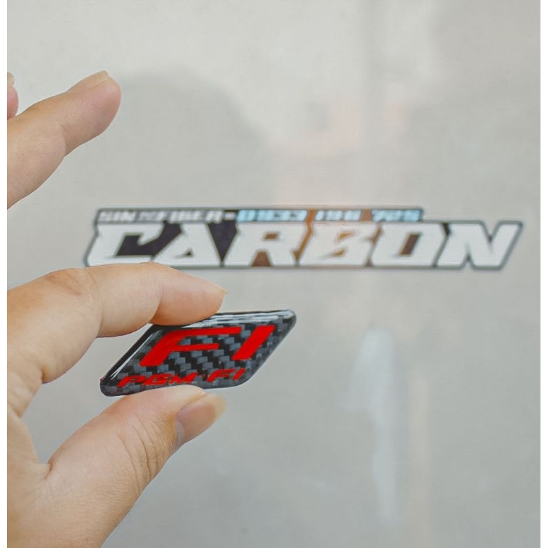 Tem Dán FI Đỏ Đúc Vải Carbon Fiber 100% Cao Cấp