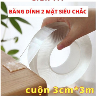 Băng keo 2 mặt siêu dính đa năng - Băng keo hai mặt siêu dính trong suốt dán tường 3m 5m