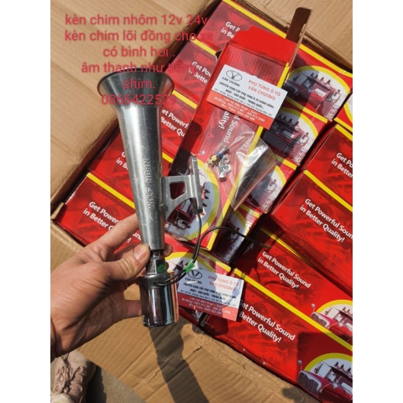 Kèn chim nhôm, chim sắt 12v, 24v cho xe có bình hơi, kèn tiếng chim