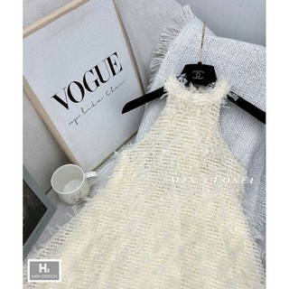 Váy yếm nơ cổ phối lưới