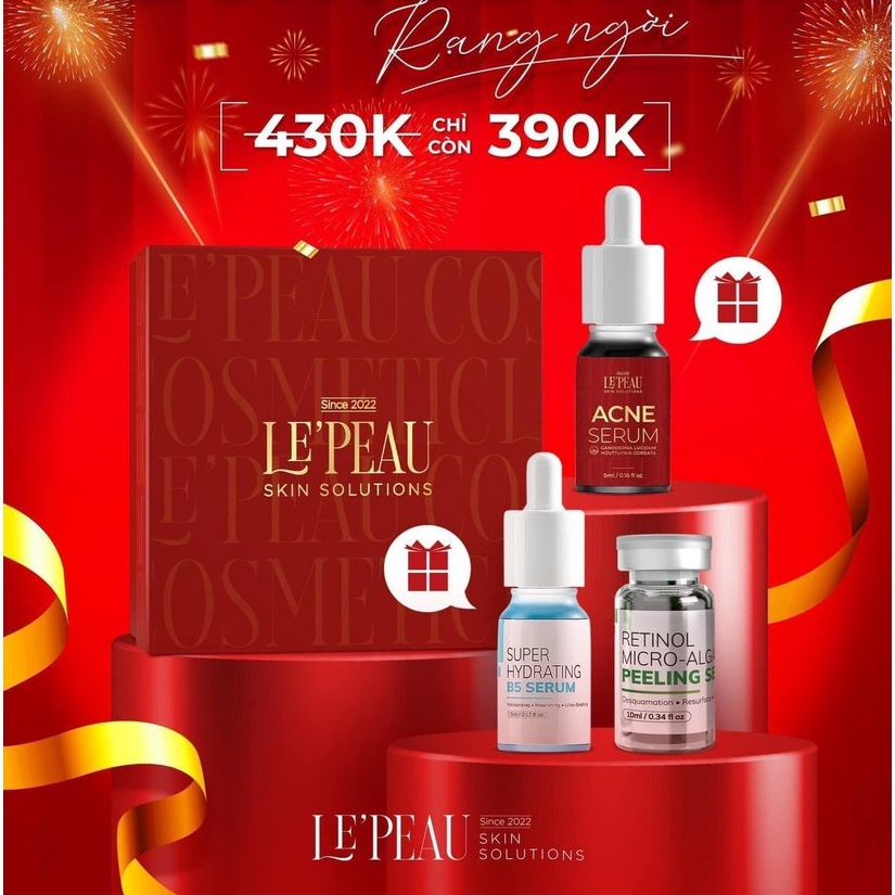 Peel Da Vi Tảo Retinol Le'Peau Mẫu Mới 2022 Thay Da Sinh Học - Tặng Kèm Serum B5 và Serum Chấm Mụn Acne