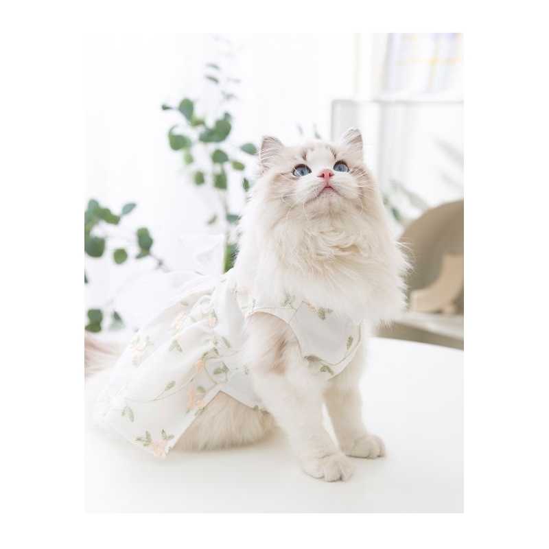 Đầm Váy Công Chúa Váy Cưới Chó Mèo Thú Cưng Thêu Hoa Lá Đính Nơ Xuân Hè