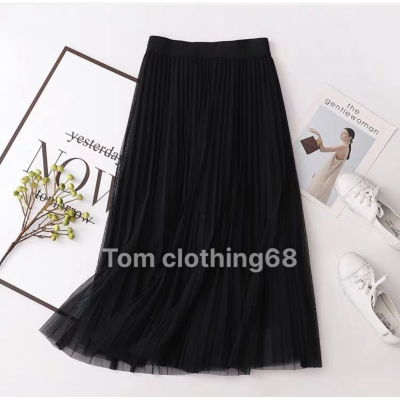 Chân váy xếp ly voan lưới 2 lớp dáng dài, mẫu thời trang thanh lịch mới nhất nhẹ nhàng nữ tính