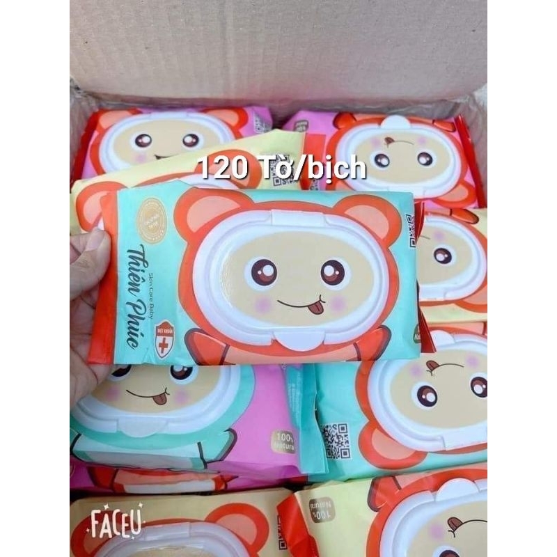 Combo 10 gói khăn ướt không mùi kèm thùng nhựa tiện dụng siêu đáng yêu cho bé