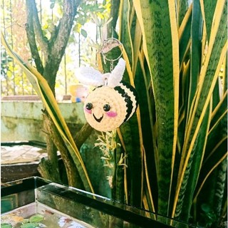 Móc Khóa Hình Con Ong Vui vẻ (Len Móc Tay)