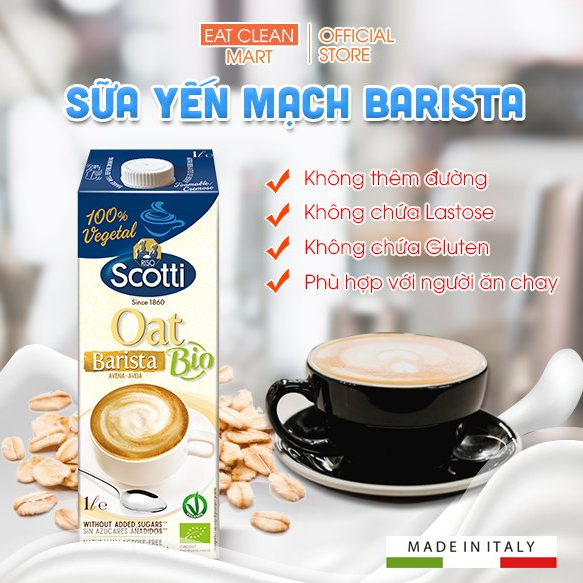 Sữa Yến Mạch Barista Hữu Cơ Riso Scotti - BIO Oat Barrista - Hộp 1L