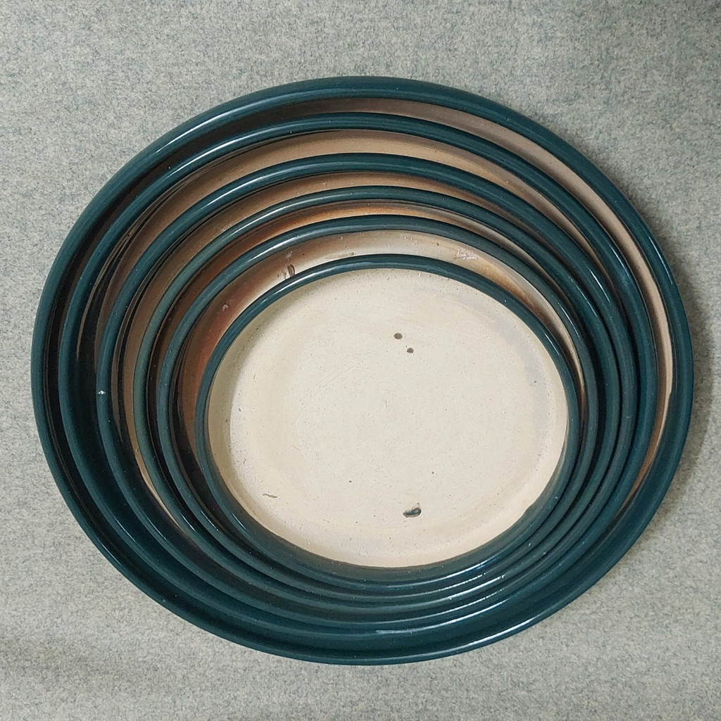 Đĩa lót chậu, đĩa tráng men xanh rêu Bông Garden lót chậu cây các loại nhiều kích thước