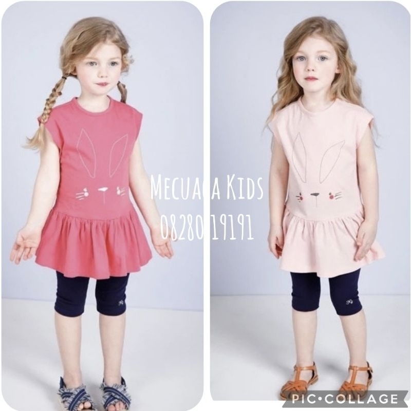 Bộ cộc tay quần legging cotton co giãn vải xuất Hàn cho bé gái