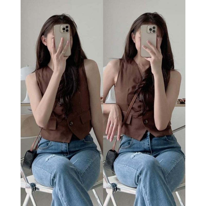 Áo vets gile nữ 2 lớp phong cách mới