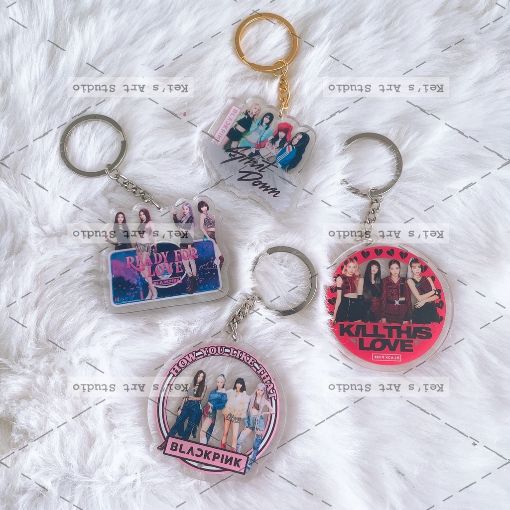 Móc khóa  blackpink thiết kế độc đáo: on the ground, lalisa, shut down, pink venom,...