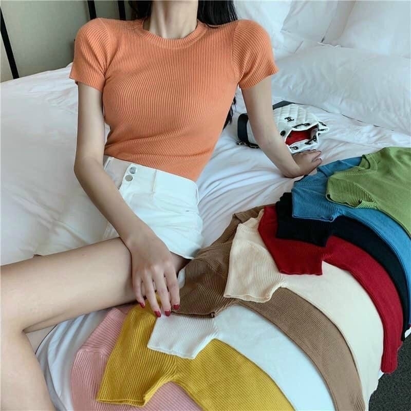 Áo len tăm trơn cổ tròn