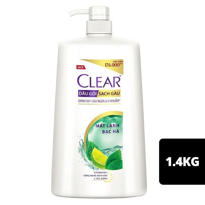 (12/25) Dầu gội Clear bạc hà 1.4kg