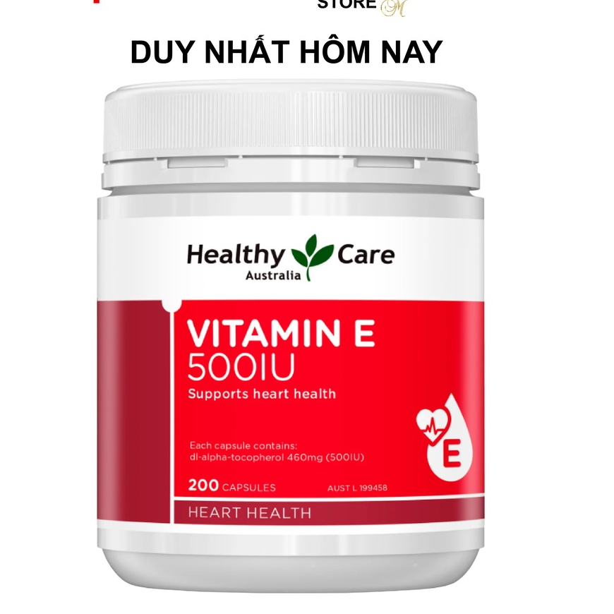 Viên uống bổ sung vitamin E HEALTHY CARE 500IU 200 viên của Úc
