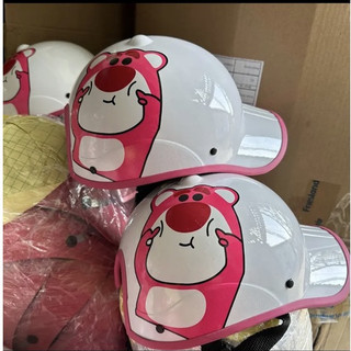Nón bảo hiểm kết gấu dâu siêu cute
