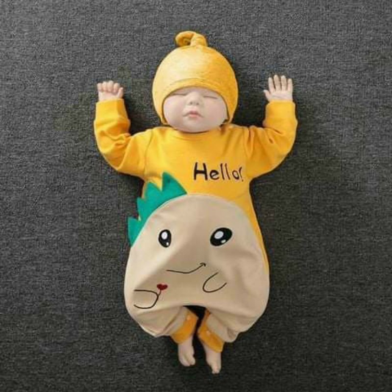 Body dài tay mũ rời cho bé từ 4 đến 12kg chất cotton mềm mịn co dãn thấm hút mồ hôi rất tốt