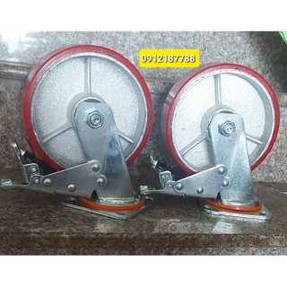 Bánh xe pu 200mm lõi gang đúc siêu bền siêu chịu tải