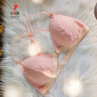 Áo lót Bralette linen cài trước dây chéo sau lưng