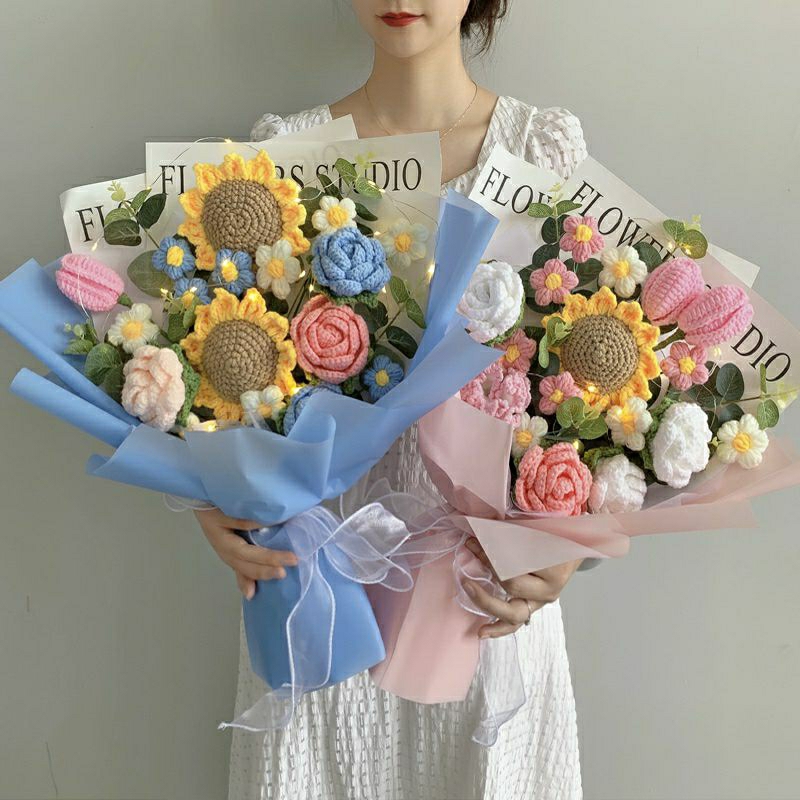 Hoa Len Handmade, Hoa hồng, Tulip, Hướng Dương, Hoa Cúc, Trái Tim Len.