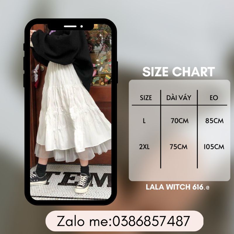 Chân váy xòe dài phong cách hàn quốc 2 tầng,chân váy xòe dáng dài cho người mập 03