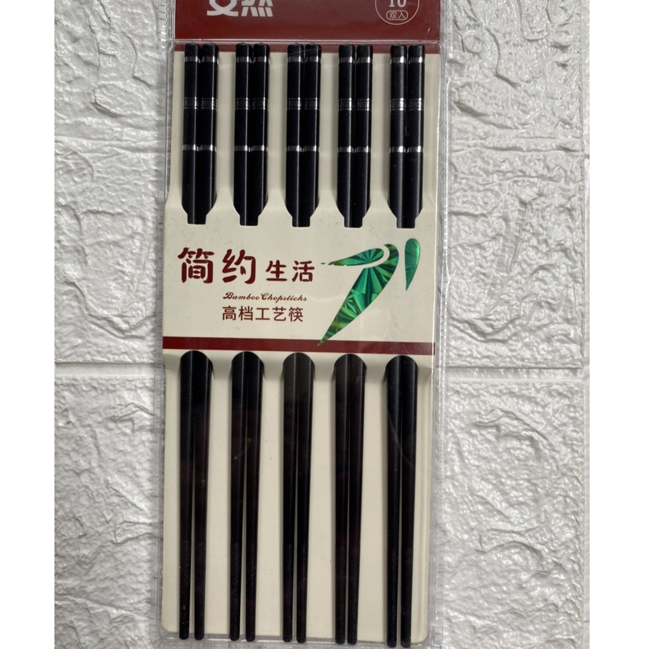 Bộ 10 đôi đũa sợi thủy tinh đầu bọc bạc chống trơn trượt dùng cho nhà hàng, quán ăn, gia đình (Ảnh thật)