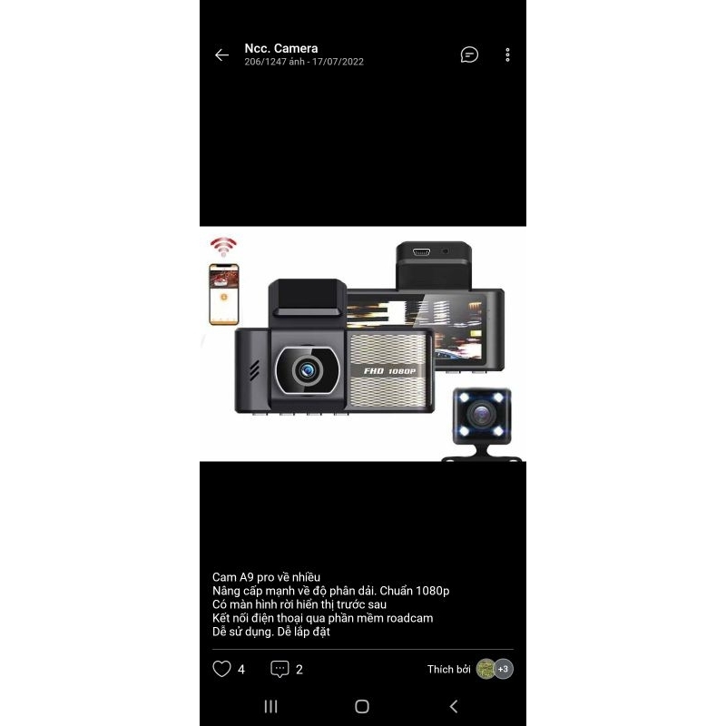 camera hành trình a9 pro độ phân giải full hd 1080 kết nối điện thoại.