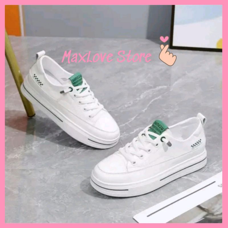 Giày Thể Thao Nữ Slipon giày dây rút Độn đế chất da mềm Cejo hàng full box Cao Cấp