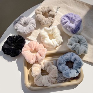 Scrunchies Cột Tóc Lông Thỏ Mềm Mịn Phong Cách Hàn Quốc