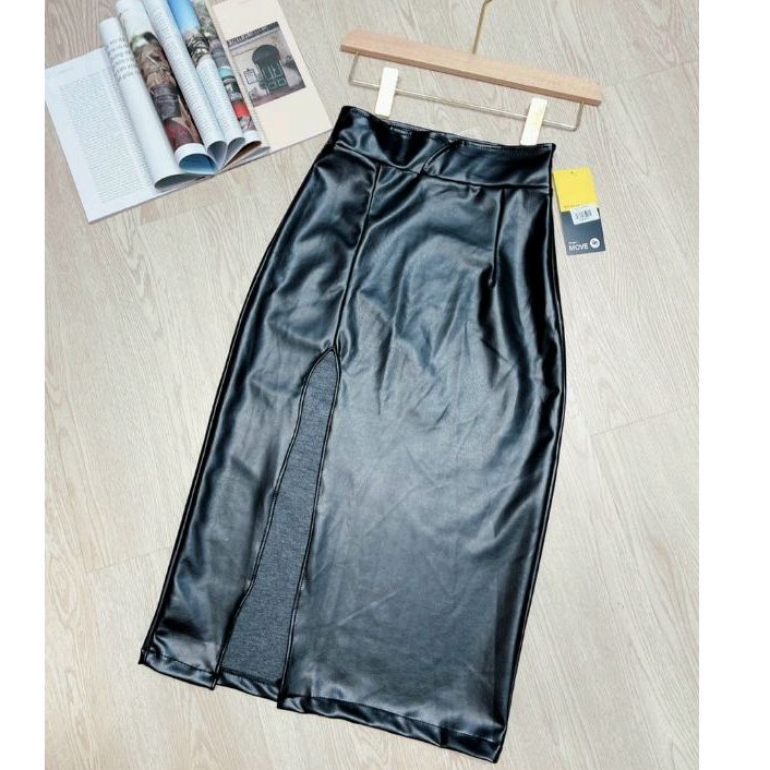 Chân váy da form dài xẻ tà siêu hot_xịn xò hàng cao cấp
