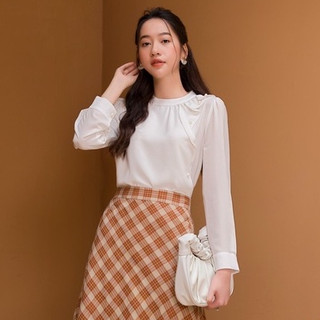 Áo sơ mi cổ tròn cách điệu heradg chất liệu tơ cao cấp, phong cách trẻ trung, nhẹ nhàng sakba082