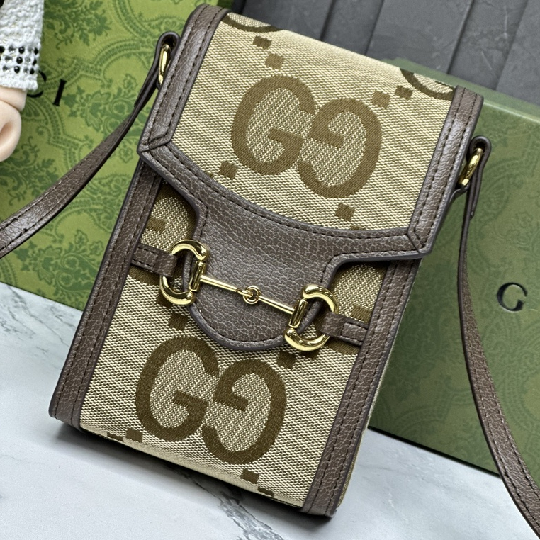 Túi đeo chéo Gucci mini nâu họa tiết GG to fullbox bill thẻ LA on web
