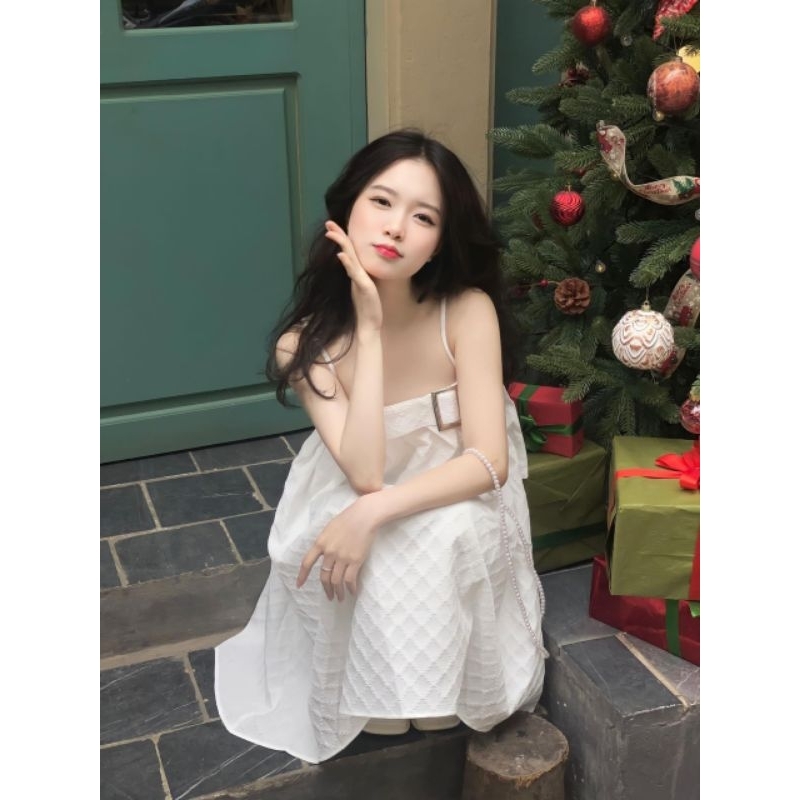 Đầm 2s doll xô kèm belt trắng