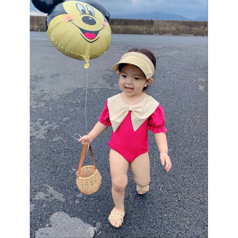 Bikini  cổ tiểu thư đan lưng tay bồng dễ thương bé gái