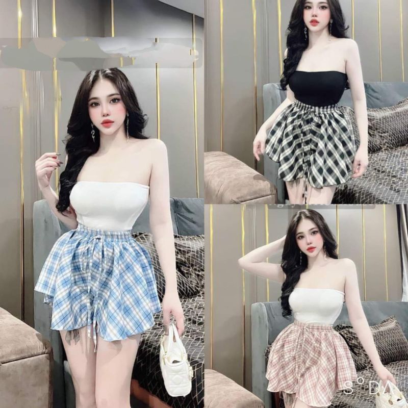 Set quần váy xoè cúp ngực siêu xinh ( ảnh thật trải sàn )