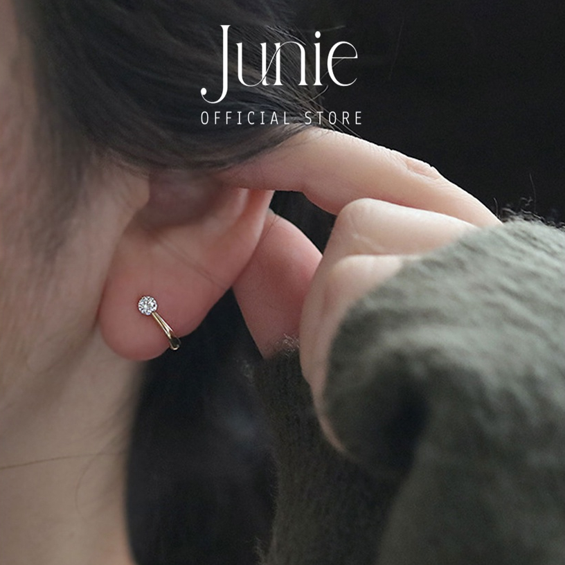 Bông Tai Bạc JUNIE, Kiểu Dáng Đơn Giản, Ôm Tai E-LUMI