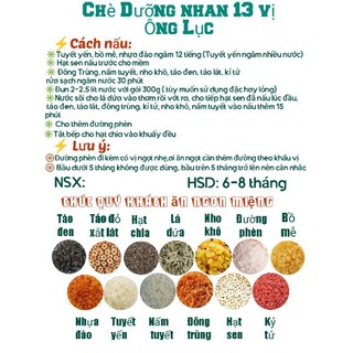 Chè dưỡng nhan tuyết yến, sét chè dưỡng nhan 13 vị