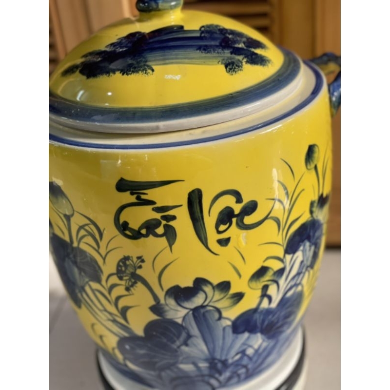 Chum đựng gạo Tài lộc 10kg, 15kg, 20kg tráng men trong, ngoài bóng mịn hàng chính hãng Bát Tràng