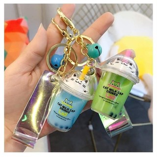 Móc khóa trà sữa trân châu con mèo 😆